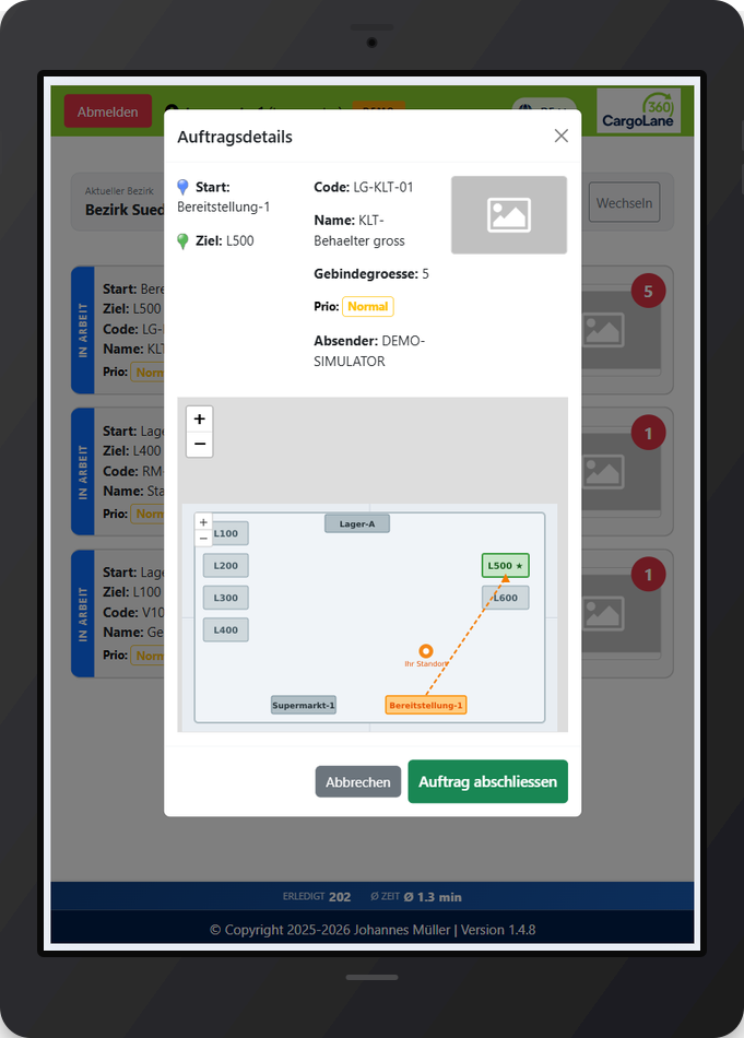 CargoLane360 Hallenplan