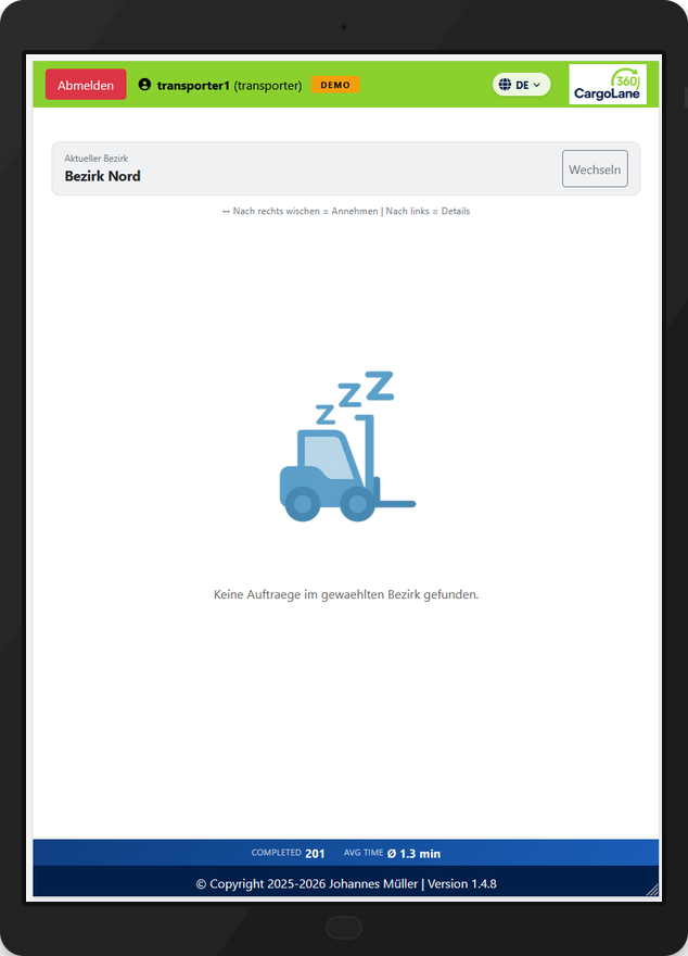 CargoLane360 Transporter Standby